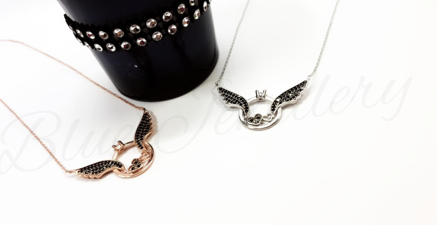 Halskette 925 Silber "Ring mit Flügel"